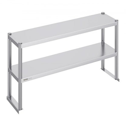 Doppelter Arbeitstisch aus Edelstahl, 12 x 48 Zoll (ca. 30 x 122 cm), höhenverstellbar, für Küche, Restaurant und Werkstatt