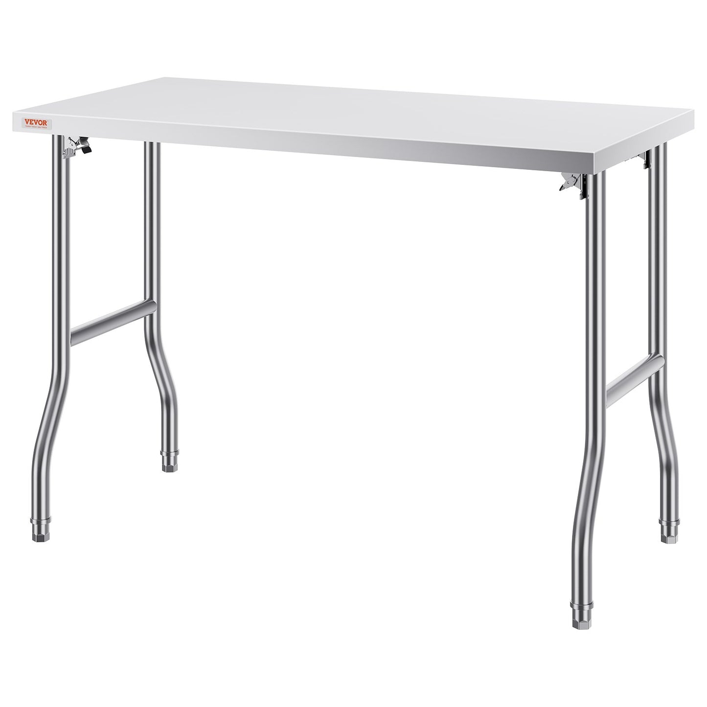 Gewerblicher Arbeitstisch, 122 x 61 cm (48 x 24 Zoll), klappbar, robuster Edelstahl-Klapptisch mit einer Tragkraft von 300 kg (661 lbs), Küchenarbeitstisch, Kücheninsel aus silbernem Edelstahl
