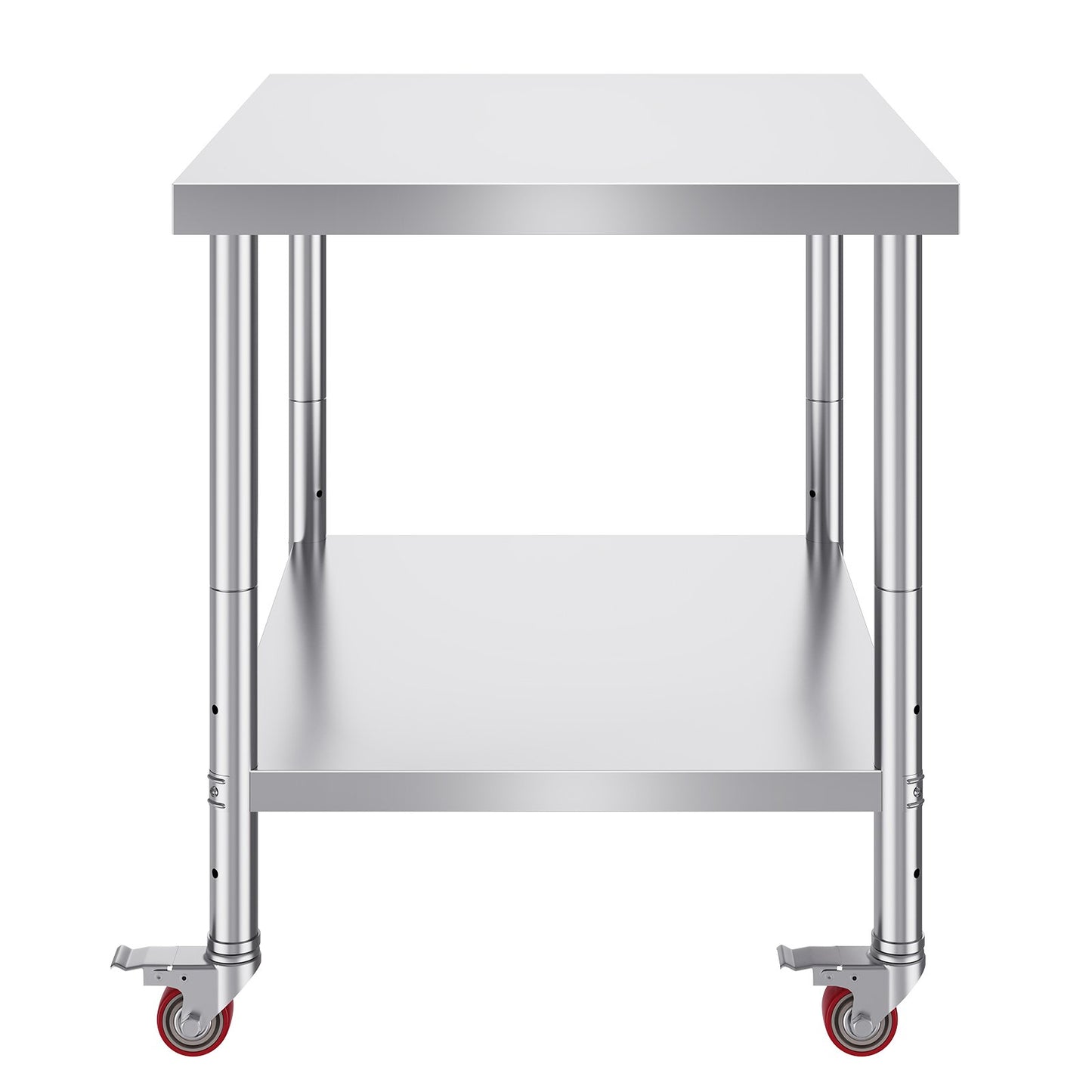 Stainless Steel Catering Work Table 30x36 Inch Commercial Kitchen Table with 4 Wheels Commercial Food Prep Workbench With Flexible Adjustment Shelf for Kitchen Prep Table