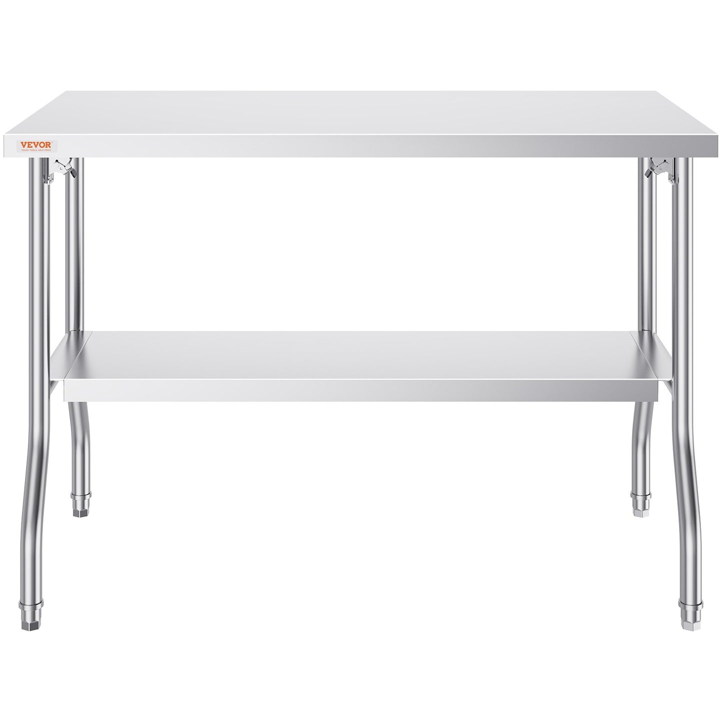 Commercial Worktable Workstation 121.9x61 cm Folding Commercial Prep Table, Heavy-duty Stainless Steel Folding Table with 350.2 kg Load, Kitchen Work Table, Silver Stainless Steel Kitchen Island
