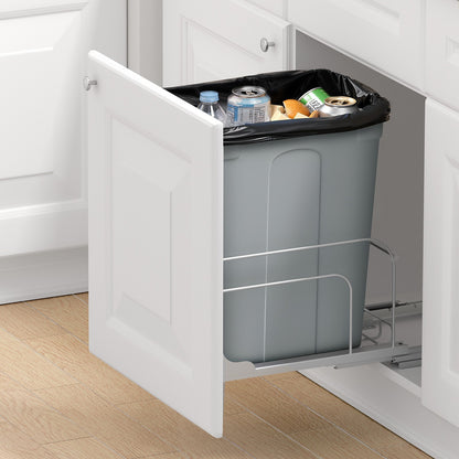 Pullout Trash Can for Kitchen Cabinets, Garbage Waste Recycling Bin, Under Mount Waste Container, with Heavy Duty Metal Soft Close Sliding System and Door Kit, for Sink, Under Counter