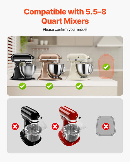 Küchenmaschinen-Schieber, oval, 40 x 28 cm, kompatibel mit Standmixern mit Kippkopf (5,5–8 l), PTFE-Füße, Ablagefach für Küchenarbeitsplatten, Naturholz