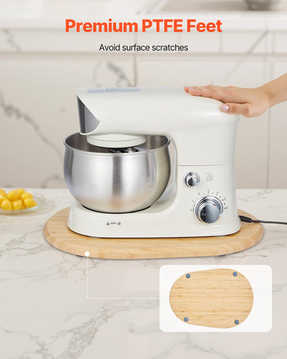 Küchenmaschinen-Schieber, oval, 40 x 28 cm, kompatibel mit Standmixern mit Kippkopf (5,5–8 l), PTFE-Füße, Ablagefach für Küchenarbeitsplatten, Naturholz