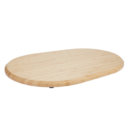 Küchenmaschinen-Schieber, oval, 40 x 28 cm, kompatibel mit Standmixern mit Kippkopf (5,5–8 l), PTFE-Füße, Ablagefach für Küchenarbeitsplatten, Naturholz