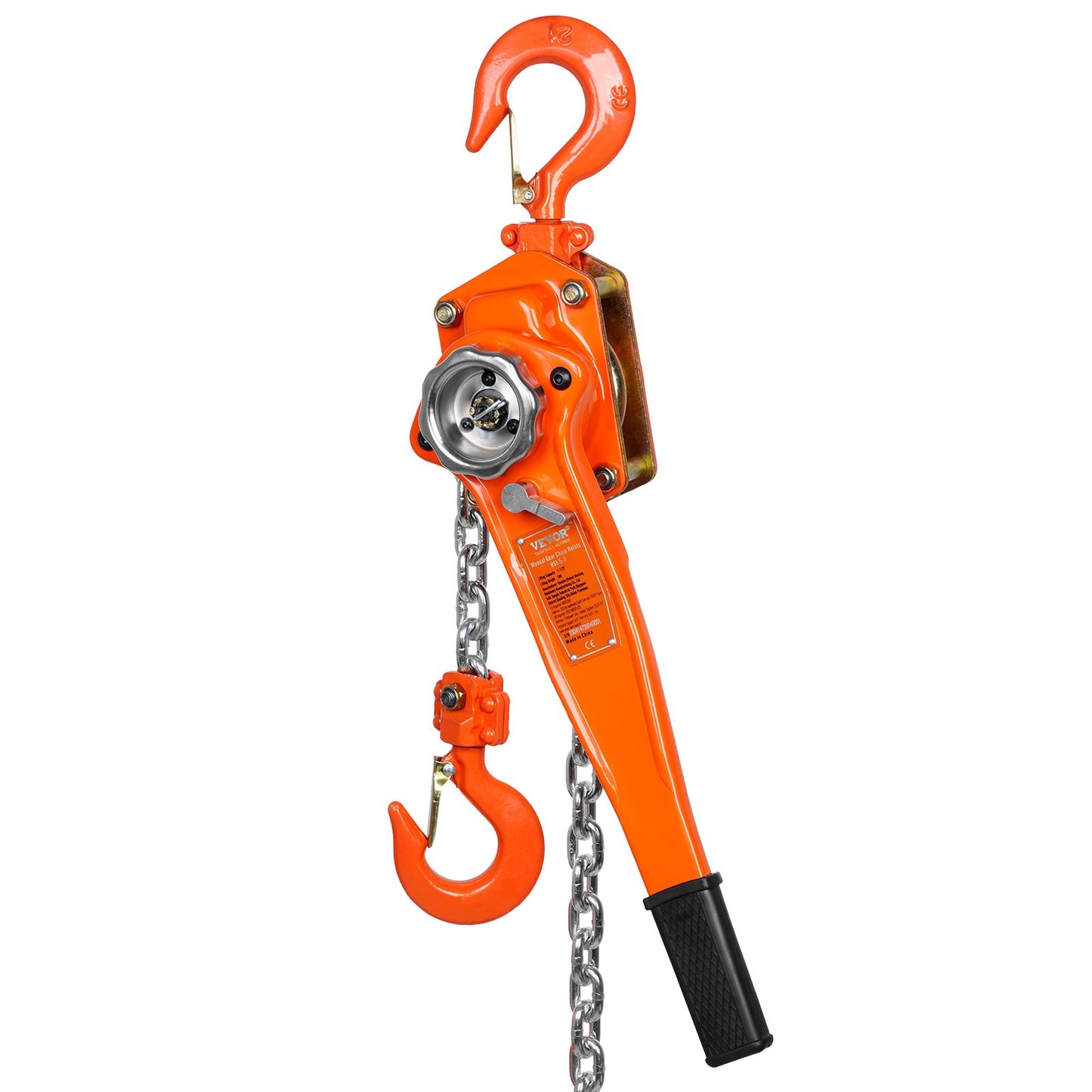 Manual Lever Chain Hoist, 1-1/2 Ton 1496.9 kg Capacity 6.1m Come Along, G80 Galvanized Carbon Steel with Weston Double-Pawl Brake, Auto Chain Leading & 360° Rotation Hook, for Garage Factory Dock