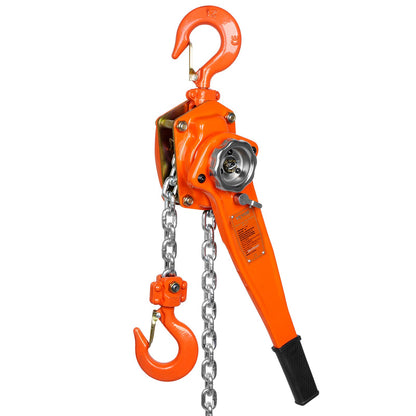 Manual Lever Chain Hoist, 1-1/2 Ton 1496.9 kg Capacity 6.1m Come Along, G80 Galvanized Carbon Steel with Weston Double-Pawl Brake, Auto Chain Leading & 360° Rotation Hook, for Garage Factory Dock