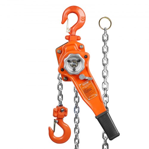 Manual Lever Chain Hoist, 3/4 Ton 748 kg Capacity 1.5m Come Along, G80 Galvanized Carbon Steel with Weston Double-Pawl Brake, Auto Chain Leading & 360° Rotation Hook, for Garage Factory Dock