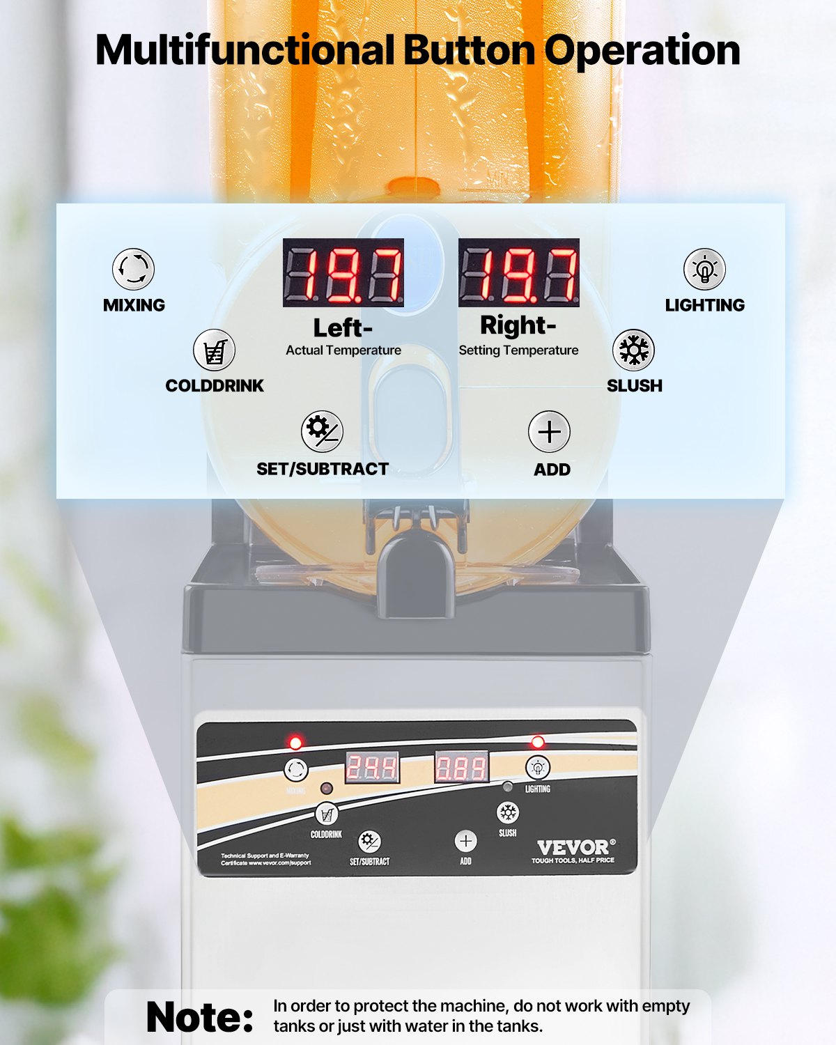 Commercial Frozen Drink Maker, 15L Single Tank Slushy Machine, 60 Cups Stainless Steel Margarita Smoothie Frozen Drink Machine, Slushie Maker for Home Party Restaurants Cafe Bars