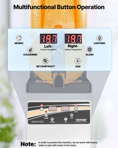 Commercial Frozen Drink Maker, 15L Single Tank Slushy Machine, 60 Cups Stainless Steel Margarita Smoothie Frozen Drink Machine, Slushie Maker for Home Party Restaurants Cafe Bars