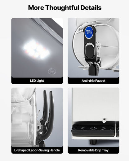 Commercial Frozen Drink Maker, 15Lx2 Double Tank Slushy Machine, 120 Cups Stainless Steel Margarita Smoothie Frozen Drink Machine, Slushie Maker for Home Party Restaurants Cafe Bars