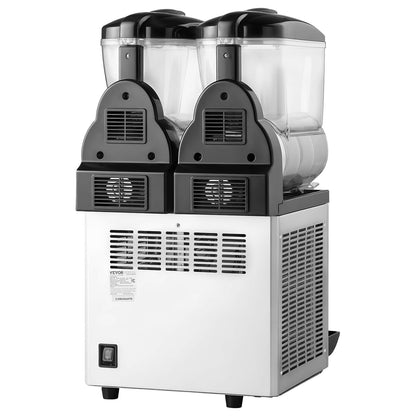 Commercial Frozen Drink Maker, 15Lx2 Double Tank Slushy Machine, 120 Cups Stainless Steel Margarita Smoothie Frozen Drink Machine, Slushie Maker for Home Party Restaurants Cafe Bars