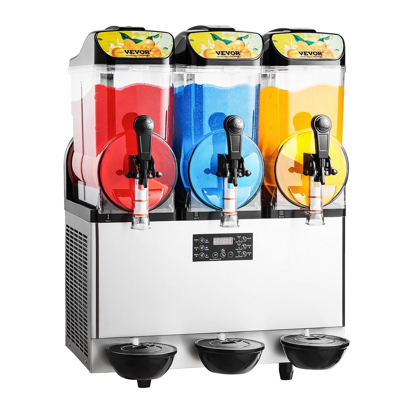 Commercial Frozen Drink Maker, 15Lx3 Triple Tank Slushy Machine, 180 Cups Stainless Steel Margarita Smoothie Frozen Drink Machine, Slushie Maker for Home Party Restaurants Cafe Bars