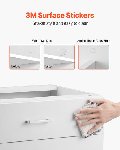 Weißer Shaker-Unterschrank mit 3 Schubladen, 61 cm (24 Zoll) breit, unmontiert, Maße: 61 cm (24 Zoll) B x 48 cm (19 Zoll) T x 81 cm (32 Zoll) H, mit Schubladenauszügen mit Soft-Close-Funktion, für das Homeoffice