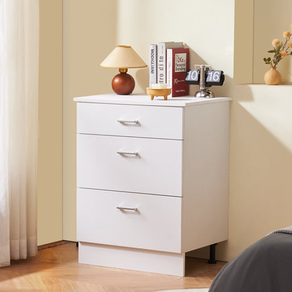 Weißer Shaker-Unterschrank mit 3 Schubladen, 61 cm (24 Zoll) breit, unmontiert, Maße: 61 cm (24 Zoll) B x 48 cm (19 Zoll) T x 81 cm (32 Zoll) H, mit Schubladenauszügen mit Soft-Close-Funktion, für das Homeoffice