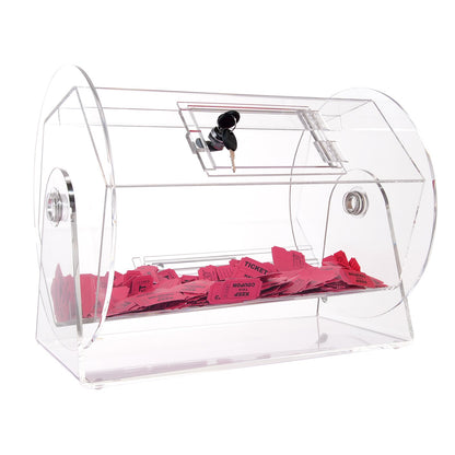 Acrylic Raffle Drum, Holds 5000 Tickets or 200 Raffle Balls, Professional Raffle Ticket Spinning Cage with 2 Keys, Transparent Lottery Spinning Drawing, Raffle Ticket Box for Lottery Games Bingo
