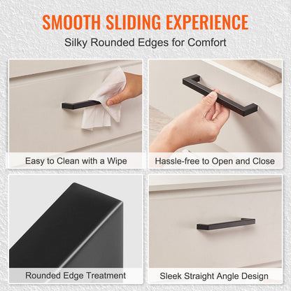 30 Pack Cabinet Pulls, 5.03in / 128mm Center to Center Slim Square Kitchen Cabinet Drawer, Stainless Steel Modern Kitchen Cupboard Door Handles for Kitchen Bathroom Bar Hardware Matte Black