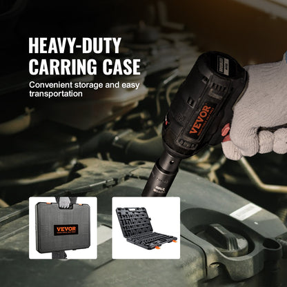 1/2"-Antrieb Schlagschrauber-Steckschlüsselsatz, 23-teilig, SAE (7/16" - 1") &amp; metrisch, 6-kant, Chrom-Vanadium-Legierungsstahl, für Autoreparaturen, mit Ratschengriff, robustem Aufbewahrungskoffer