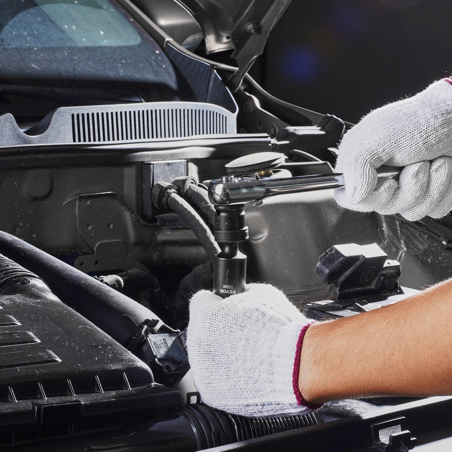 360 graders svängbara slaguttagsset 14st 6-points 3/8in Drive Sockelset