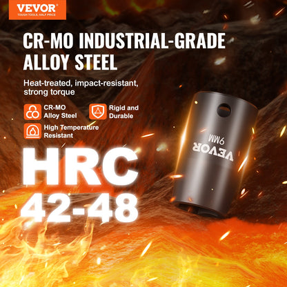 3/8"-Antrieb Schlagschrauber-Steckschlüsselsatz, 14-teiliger flacher Steckschlüsselsatz metrisch 7–20 mm, 6-kantiger Cr-Mo-Legierungsstahl für Autoreparaturen, gut lesbare Größenmarkierungen, robuste Konstruktion, inklusive Aufbewahrungskoffer