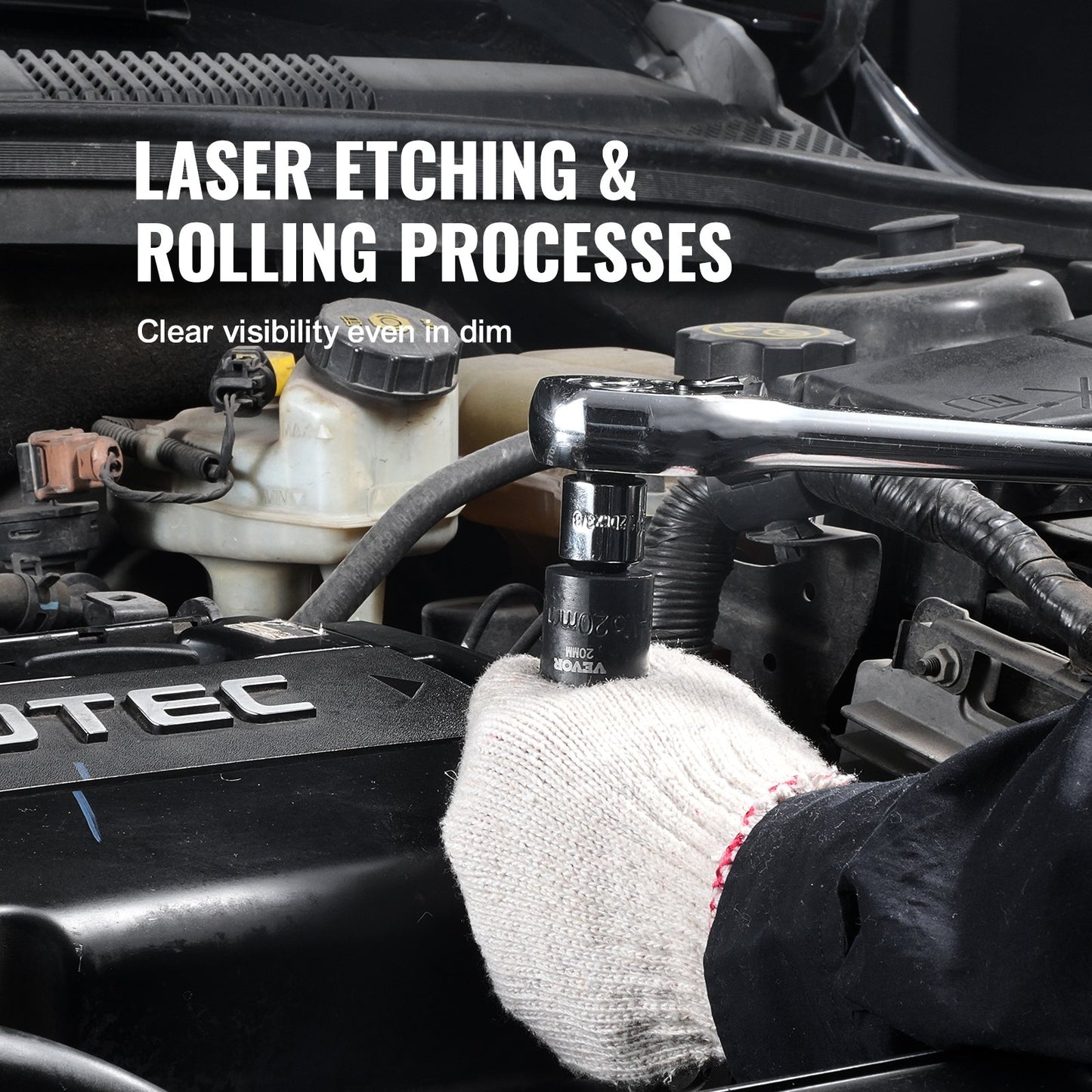 3/8"-Antrieb Schlagschrauber-Steckschlüsselsatz, 14-teiliger flacher Steckschlüsselsatz metrisch 7–20 mm, 6-kantiger Cr-Mo-Legierungsstahl für Autoreparaturen, gut lesbare Größenmarkierungen, robuste Konstruktion, inklusive Aufbewahrungskoffer