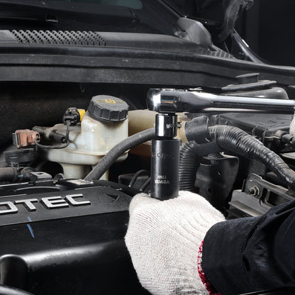 3/8"-Antrieb Schlagschrauber-Steckschlüsselsatz, 15-teiliger Tiefbett-Steckschlüsselsatz metrisch 8–22 mm, 6-kantiger Cr-Mo-Legierungsstahl für Autoreparaturen, gut lesbare Größenmarkierungen, robuste Konstruktion, inklusive Aufbewahrungskoffer