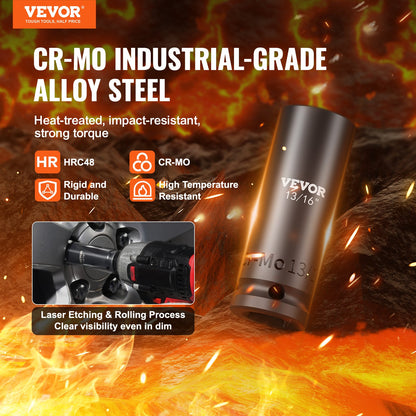 Impact Socket Set 130 Piece 3/8" & 1/2" - SAE & Metric Drive Socket Set - 6 Point Cr-Mo Alloy Steel for Auto Repair - Easy-to-Read Size Markings - Includes Storage Case