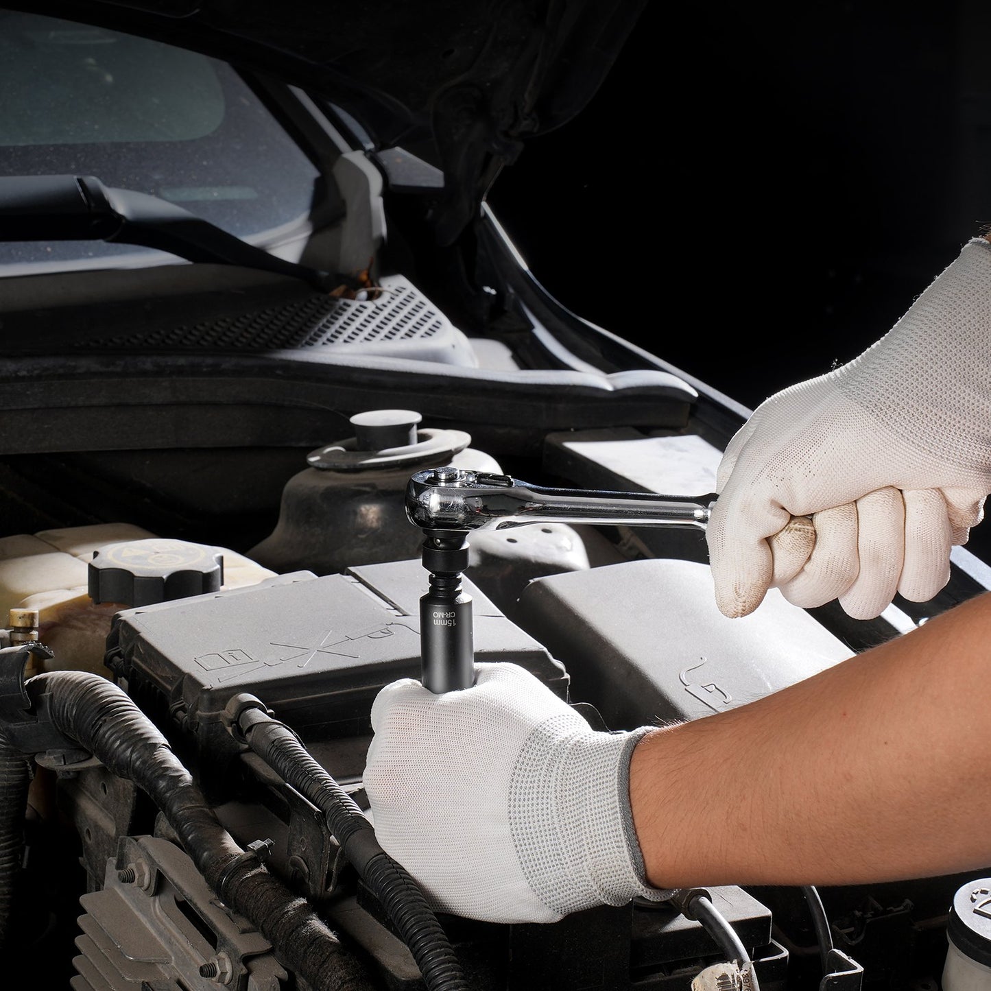 1/4" Drive Impact Socket Set, 14 Piece Deep Socket Set Metric 4-15mm, 6 Point Cr-Mo Alloy Steel for Auto Repair, Easy-to-Read Size Markings, Rugged Construction, Socket Organizer