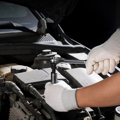 1/4" Drive Impact Socket Set, 14 Piece Deep Socket Set Metric 4-15mm, 6 Point Cr-Mo Alloy Steel for Auto Repair, Easy-to-Read Size Markings, Rugged Construction, Socket Organizer