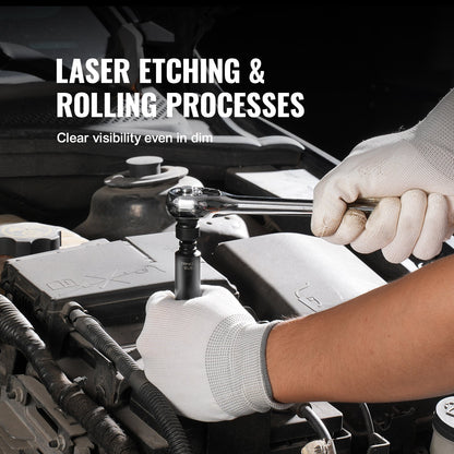 1/4"-Antrieb Schlagschrauber-Steckschlüsselsatz, 48-teilig, tiefe und flache Steckschlüssel, SAE 3/16"-9/16" und metrisch 4-15 mm, 6-kant, Chrom-Molybdän-Legierungsstahl, für Autoreparaturen, gut lesbare Größenmarkierungen, Aufbewahrungskoffer