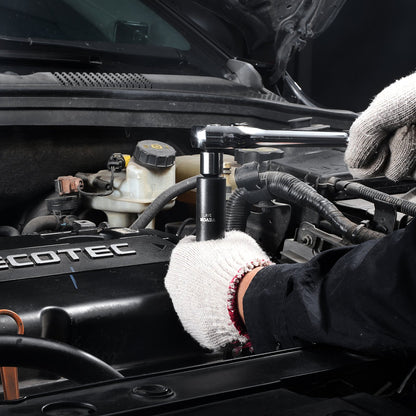 3/8"- und 1/2"-Antriebs-Schlagschrauber-Steckschlüsselsatz, 59-teilig, Steckschlüsselsatz SAE 5/16" bis 1-1/4" und metrisch 6-32 mm, 6-kantiger Cr-Mo-Legierungsstahl für Autoreparaturen, gut lesbare Markierungen, robuste Konstruktion, Aufbewahrungskoffer