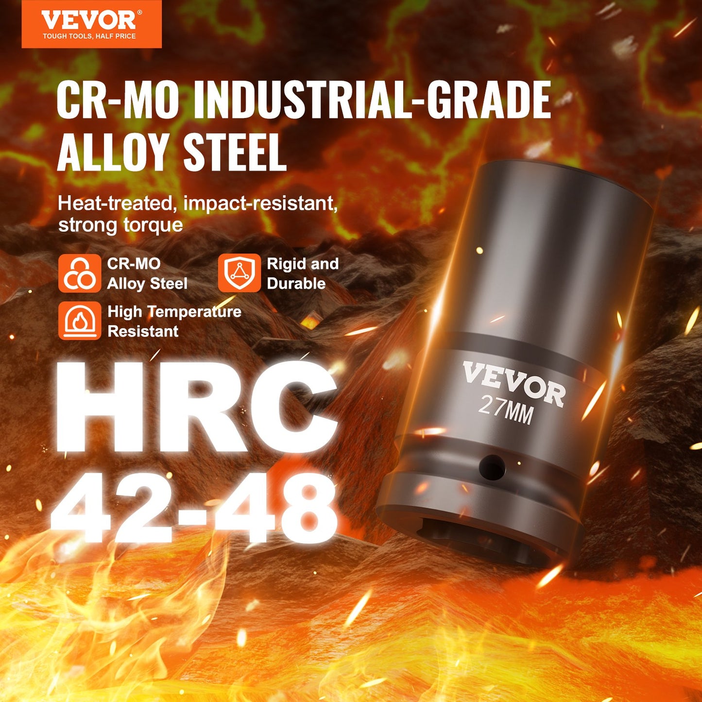 Schlagschrauber-Steckschlüsselsatz, 8-teilig, 6-kant, 2,5 cm Antriebsbit, Ratschen-Werkzeugkoffer