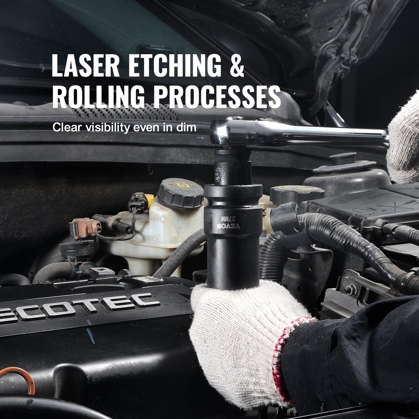 Schlagschrauber-Steckschlüsselsatz, 8-teilig, 6-kant, 2,5 cm Antriebsbit, Ratschen-Werkzeugkoffer