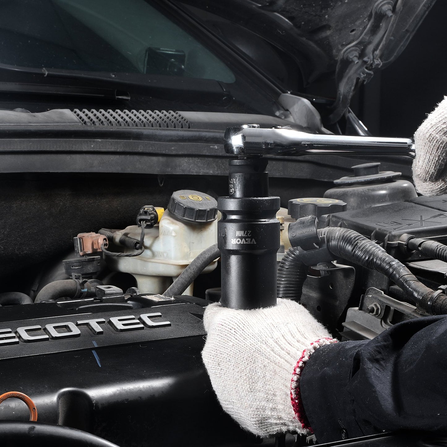 Schlagschrauber-Steckschlüsselsatz, 8-teilig, 6-kant, 2,5 cm Antriebsbit, Ratschen-Werkzeugkoffer