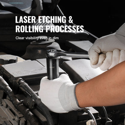 3/8" Drive Impact Socket Set, 18 Piece Deep Socket Set Metric 8-22mm, 6 Point CR-V Alloy Steel for Auto Repair, Easy-to-Read Size Markings, Rugged Construction, Includes Storage Case