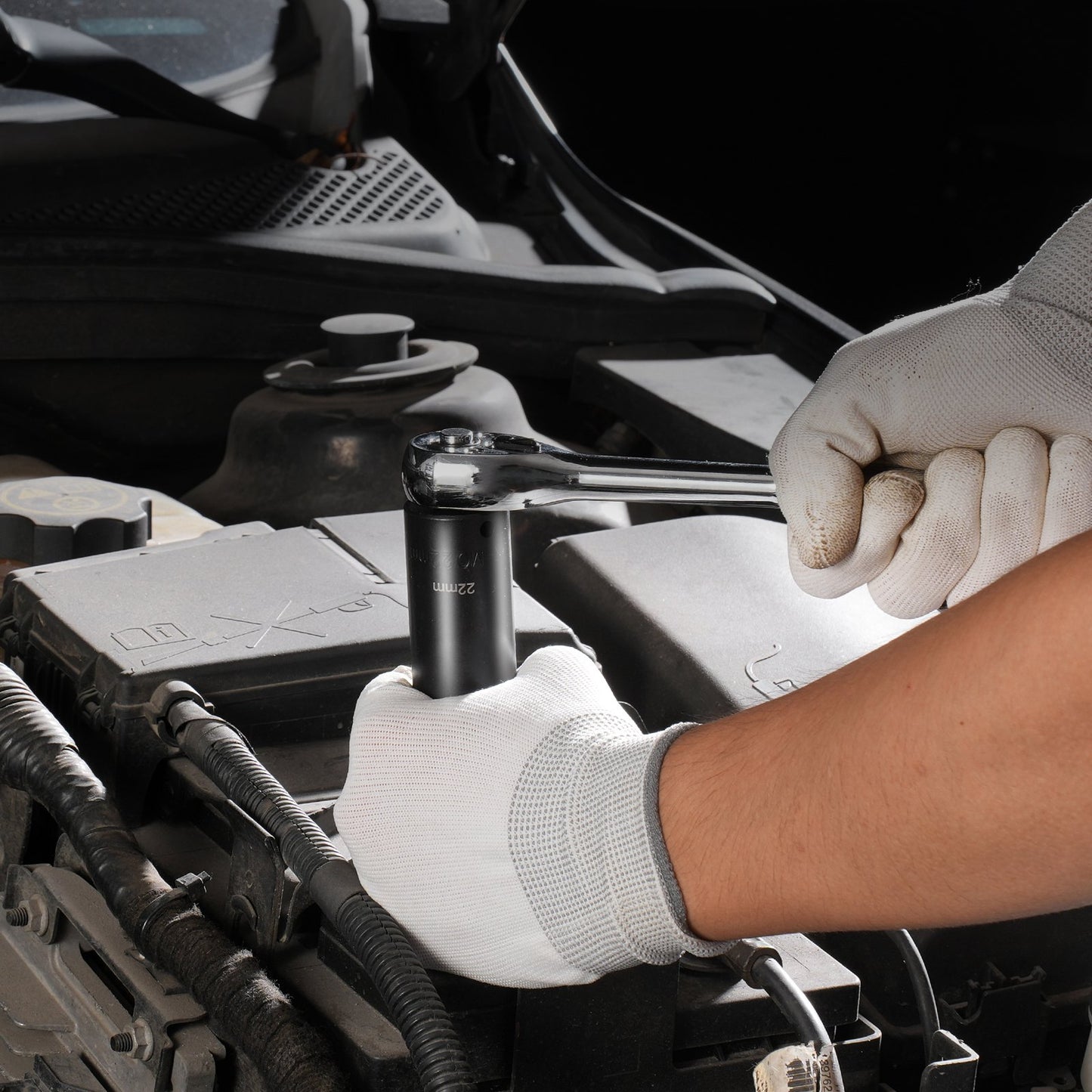 3/8" Drive Impact Socket Set, 18 Piece Deep Socket Set Metric 8-22mm, 6 Point CR-V Alloy Steel for Auto Repair, Easy-to-Read Size Markings, Rugged Construction, Includes Storage Case