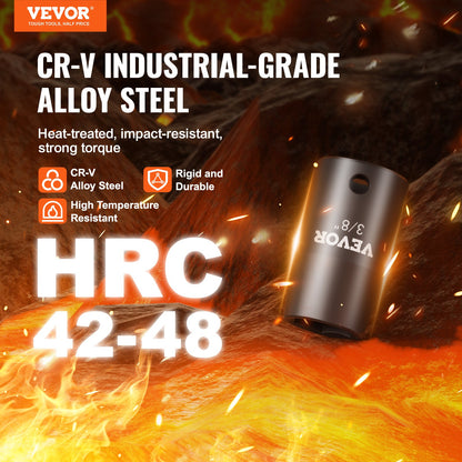 3/8"-Antrieb Schlagschrauber-Steckschlüsselsatz, 29-teiliger flacher Steckschlüsselsatz SAE 3/8"-1" und metrisch 8-22 mm, 6-kantiger CR-Mo-Legierungsstahl für Autoreparaturen, gut lesbare Größenmarkierungen, robuste Konstruktion, Aufbewahrungskoffer