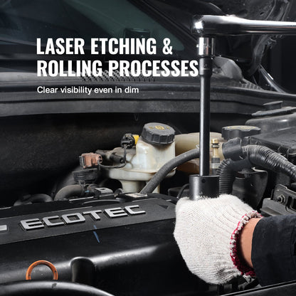 3/8"-Antrieb Schlagschrauber-Steckschlüsselsatz, 29-teiliger flacher Steckschlüsselsatz SAE 3/8"-1" und metrisch 8-22 mm, 6-kantiger CR-Mo-Legierungsstahl für Autoreparaturen, gut lesbare Größenmarkierungen, robuste Konstruktion, Aufbewahrungskoffer