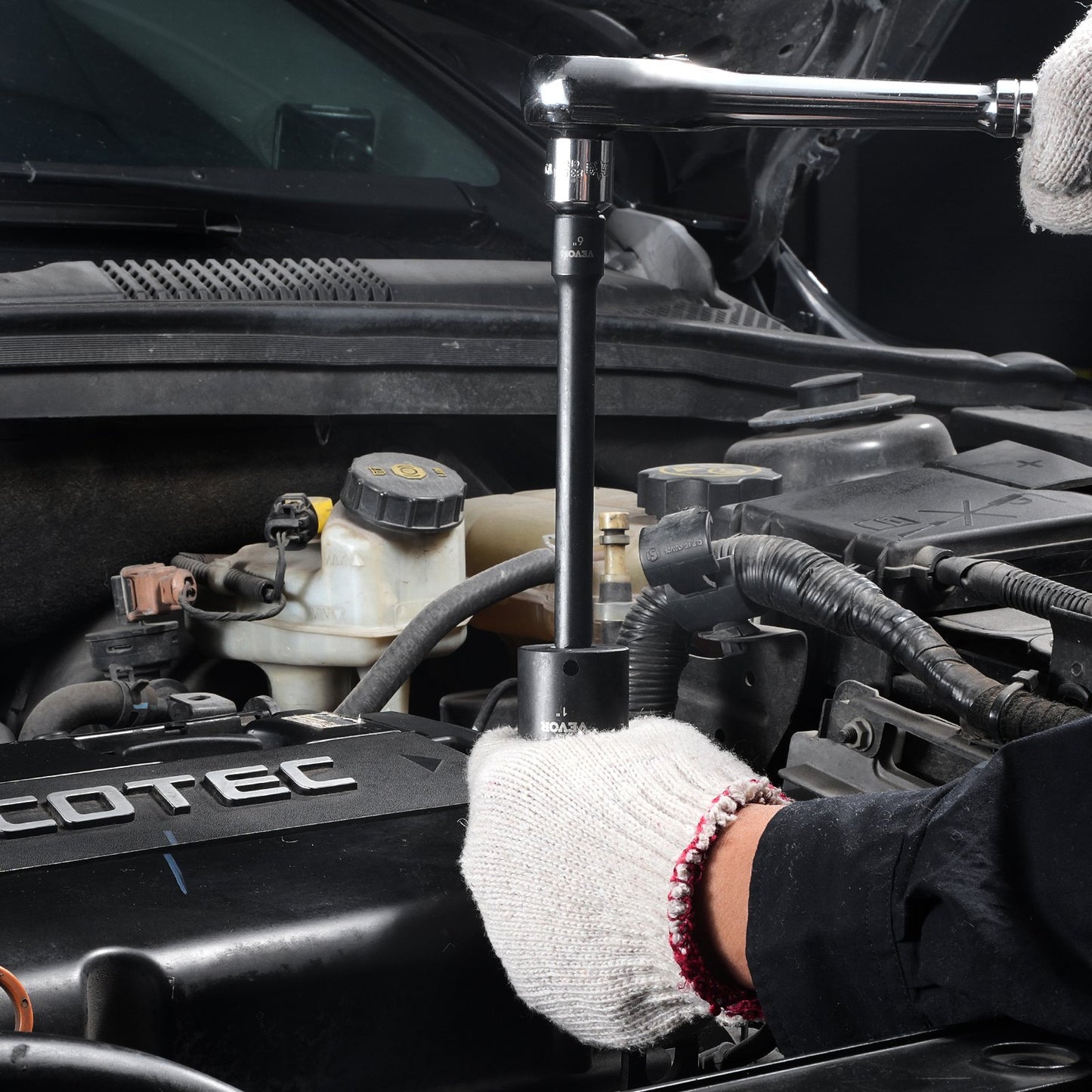 3/8"-Antrieb Schlagschrauber-Steckschlüsselsatz, 29-teiliger flacher Steckschlüsselsatz SAE 3/8"-1" und metrisch 8-22 mm, 6-kantiger CR-Mo-Legierungsstahl für Autoreparaturen, gut lesbare Größenmarkierungen, robuste Konstruktion, Aufbewahrungskoffer