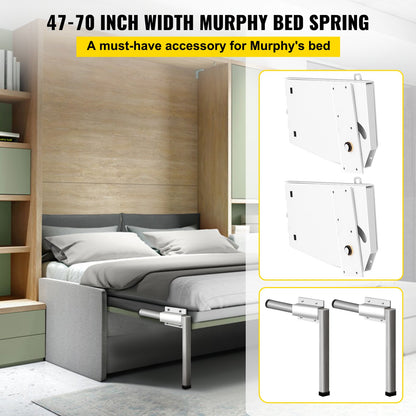 Murphy Wandmontage-Federmechanismus, robustes Befestigungsmaterial, DIY-Set für Kingsize- und Queensize-Betten (vertikal), Weiß