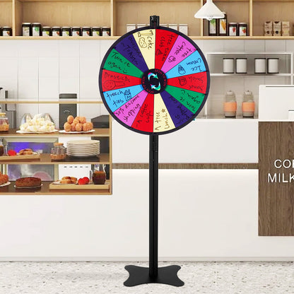24 inch Spinning Prize Wheel, 14 Slots Spinning Wheel, Roulette Wheel with a Dry Erase and 2 Markers, Tabletop or Floor Standing Win Fortune Spin Games in Party Pub Trade Show Carnival