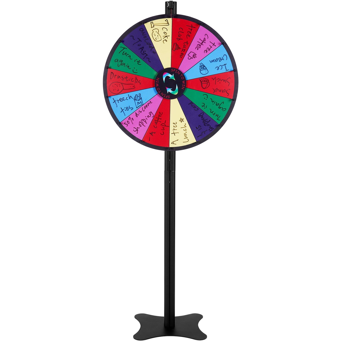 24 inch Spinning Prize Wheel, 14 Slots Spinning Wheel, Roulette Wheel with a Dry Erase and 2 Markers, Tabletop or Floor Standing Win Fortune Spin Games in Party Pub Trade Show Carnival