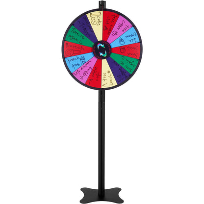 24 inch Spinning Prize Wheel, 14 Slots Spinning Wheel, Roulette Wheel with a Dry Erase and 2 Markers, Tabletop or Floor Standing Win Fortune Spin Games in Party Pub Trade Show Carnival