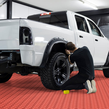 Garage Tiles Interlocking, 12 x 12 x 0.53 inch 50 Pack Garage Floor Covering Tiles, Non-Slip Double-Sided Texture Garage Flooring Tiles, for Garages, Basements, Repair Shops, Red