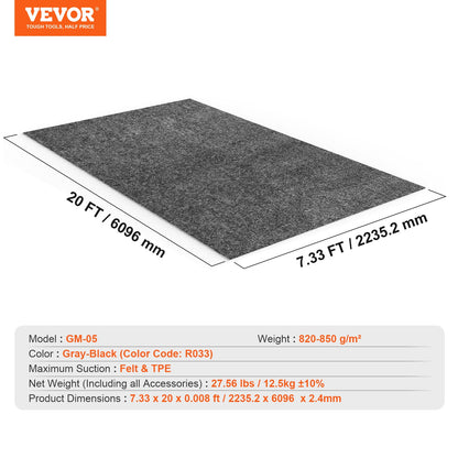 Garage Floor Mat, 2.28 x 6.1 M Waterproof Protection from Water,Snow, Rain,Mud and Oil for Cars, Non-slip Heavy Duty Containment Mat with TPE Anti-Leak Backing & Easy to Clean & Cuttable