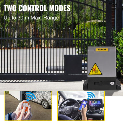 Sliding Gate Opener, 1800 KG 5 m, Automatic Sliding Gate with 4 Remote Controllers & APP Control, Electric Rolling Driveway Slide Gate Motor, Complete Gate Operator Hardware Security System Kit