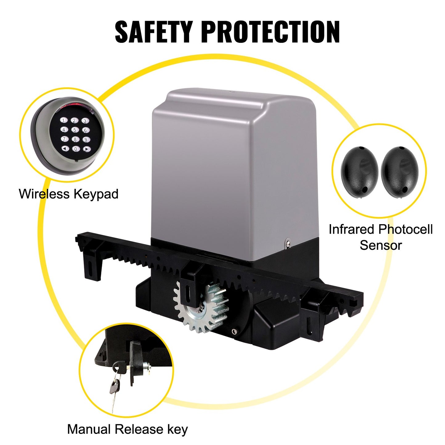 Sliding Gate Opener, 1800 KG 5 m, Automatic Sliding Gate with 4 Remote Controllers & APP Control, Electric Rolling Driveway Slide Gate Motor, Complete Gate Operator Hardware Security System Kit
