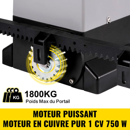 Automatischer Schiebetorantrieb, 1800 kg, 7 m, mit 4 Fernbedienungen und App-Steuerung, elektrischer Schiebetormotor für Einfahrten, komplettes Sicherheitssystem-Set für Torantriebe