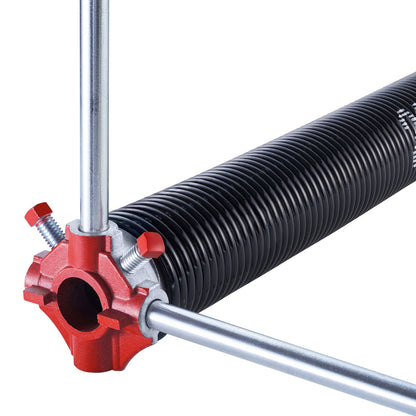 Garagentor-Torsionsfedern, Paar, 0,225 x 2 x 27 Zoll, 16.000 Zyklen, elektrophoretisch schwarz beschichtet, inklusive rutschfester Aufziehstangen, Handschuhen und Montageschlüssel