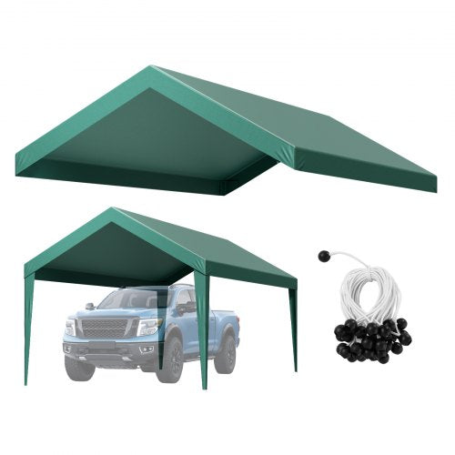 Carport-Ersatzüberdachung, 3 x 6 m, tragbare Garagenzeltplane, UV-beständige und wasserdichte Autoschutzplane, robuste Carport-Abdeckung mit Kugelgelenken, dunkelgrün, Gestell nicht enthalten