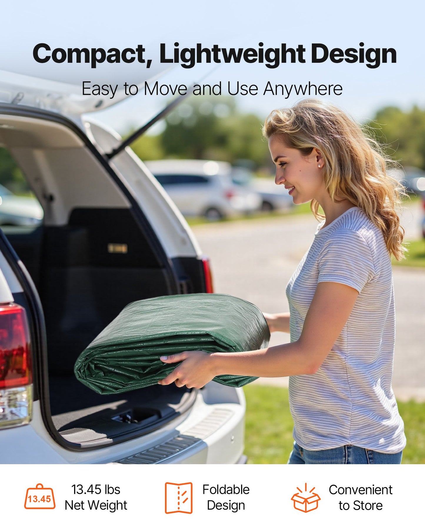 Carport Replacement Canopy, 3 x 6 m Potable Garage Tent Top Tarp, UV-Resistant & Waterproof Car Shelter Tarp, Heavy Duty Car Port Cover with Ball Buggees, Dark Green, Frame Not Included